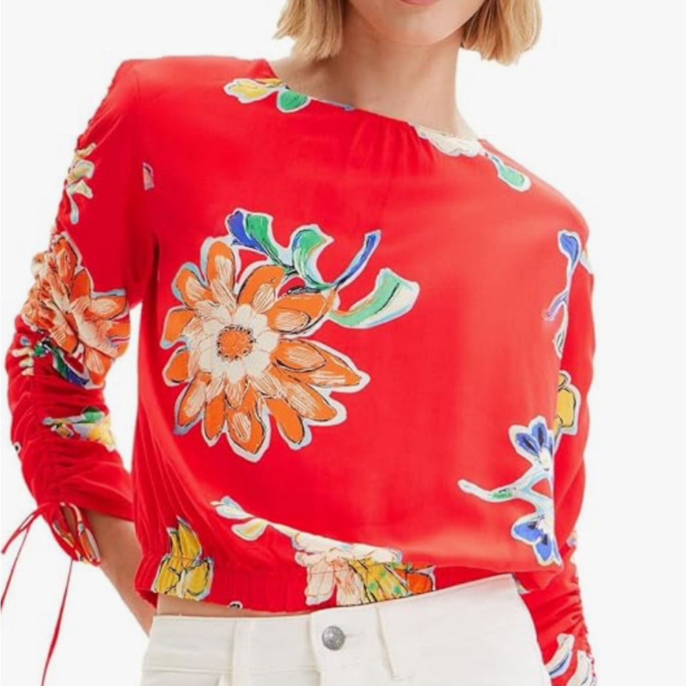 Desigual Red Floral Blouse - Picture 7 of 9